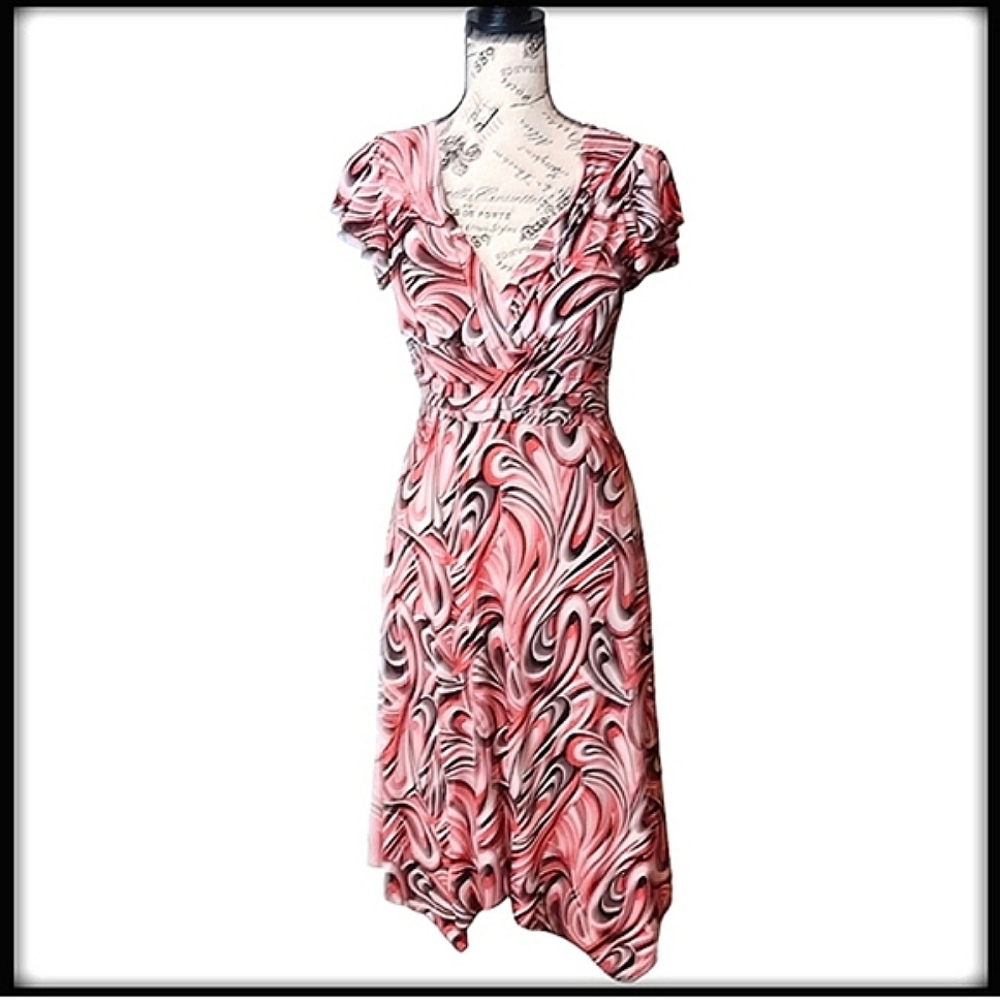 Vintage Volume One Swirl Pattern Kerchief Midi Dress